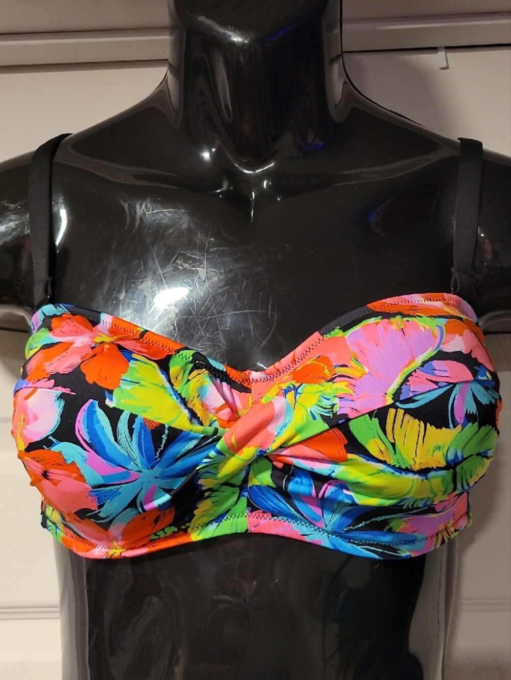 Fantasie Multicolor Floral Bandeau Top with Royal Blue Bikini Bottoms - Picture 3 of 7